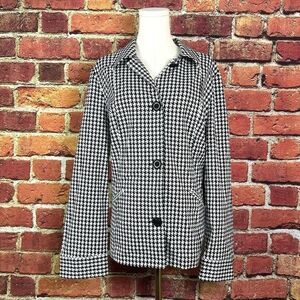 CHICO'S Black Houndstooth Blazer‎ Jacket Career Womens Size 3 Business Work Coat
